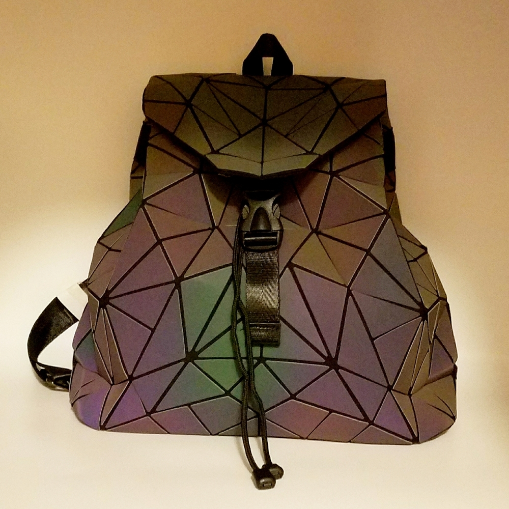 🍭 Reflective Geometry Large Fashion Backpack - Picture 3 of 5